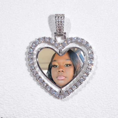3D Spinning 2-Faced Heart Custom Picture Pendant