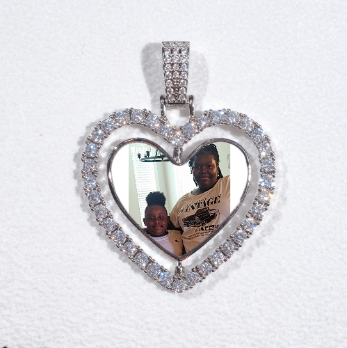 3D Spinning 2-Faced Heart Custom Picture Pendant