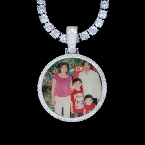 925S & VVS Moissanite 3D Circle Custom Picture Pendant