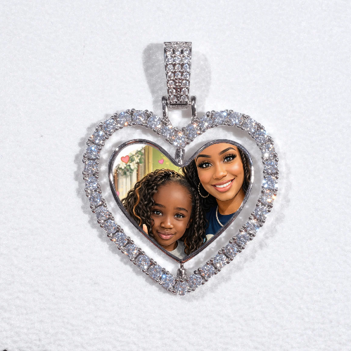 3D Spinning 2-Faced Heart Custom Picture Pendant