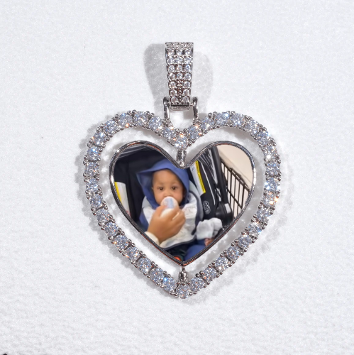 3D Spinning 2-Faced Heart Custom Picture Pendant