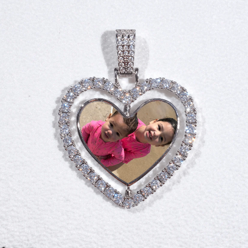 3D Spinning 2-Faced Heart Custom Picture Pendant