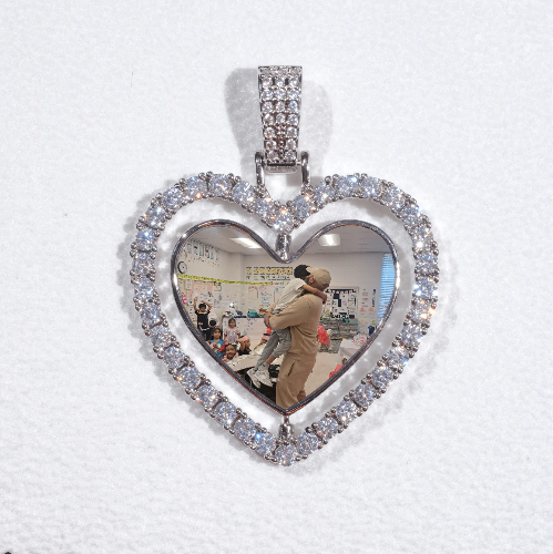 3D Spinning 2-Faced Heart Custom Picture Pendant