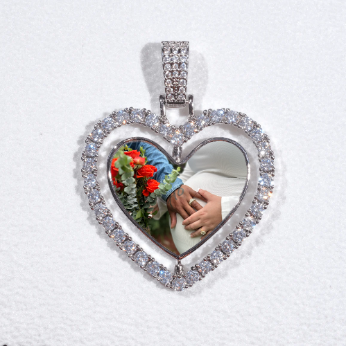 3D Spinning 2-Faced Heart Custom Picture Pendant