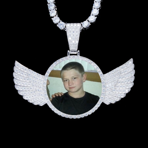 925S & VVS Moissanite 3D Wing Custom Picture Pendant
