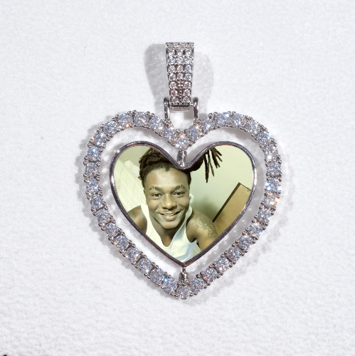 3D Spinning 2-Faced Heart Custom Picture Pendant