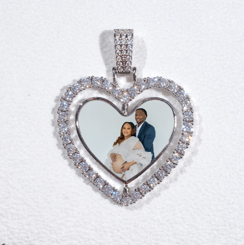 3D Spinning 2-Faced Heart Custom Picture Pendant