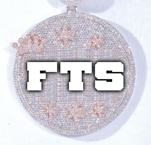 CUSTOM LETTER NECKLACE 3D BIG CROWN DISC