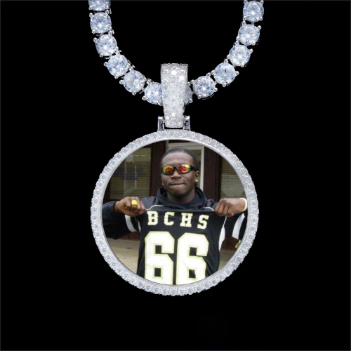 925S & VVS Moissanite 3D Circle Custom Picture Pendant