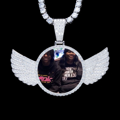 925S & VVS Moissanite 3D Wing Custom Picture Pendant