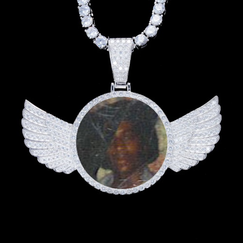 925S & VVS Moissanite 3D Wing Custom Picture Pendant