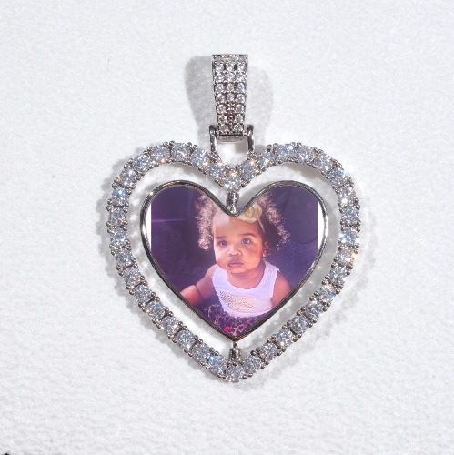 3D Spinning 2-Faced Heart Custom Picture Pendant