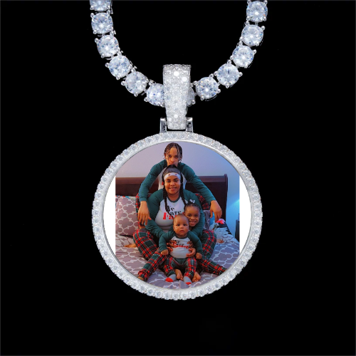 925S & VVS Moissanite 3D Circle Custom Picture Pendant