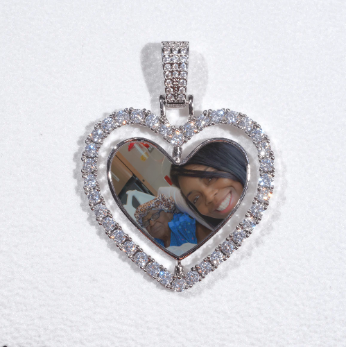 3D Spinning 2-Faced Heart Custom Picture Pendant