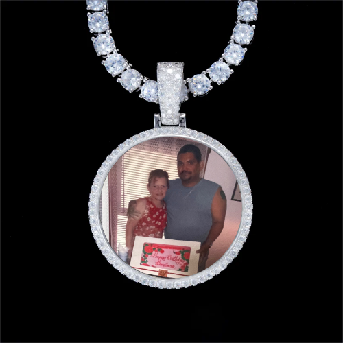 925S & VVS Moissanite 3D Circle Custom Picture Pendant