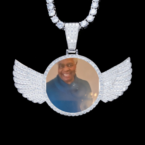 925S & VVS Moissanite 3D Wing Custom Picture Pendant