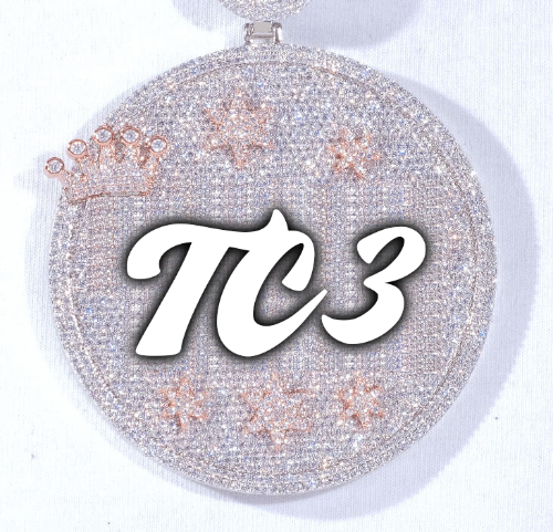 CUSTOM LETTER NECKLACE 3D BIG CROWN DISC