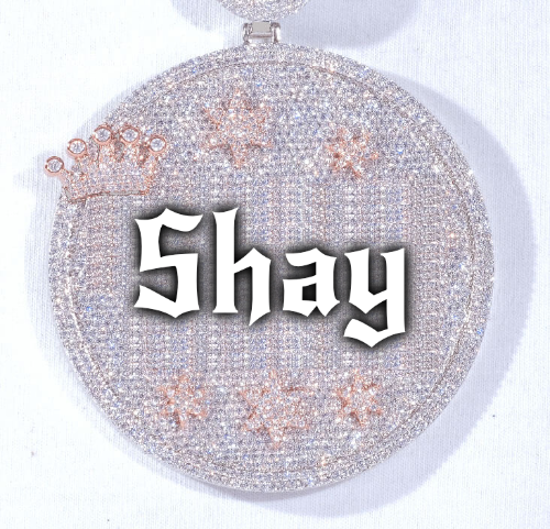 CUSTOM LETTER NECKLACE 3D BIG CROWN DISC