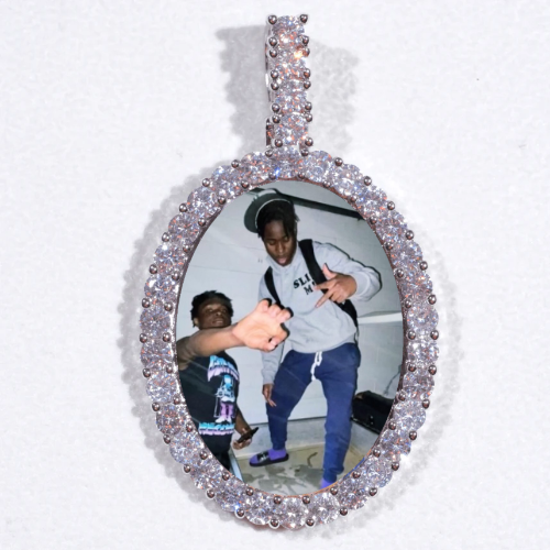 Large 3D Oval Custom Picture Pendant