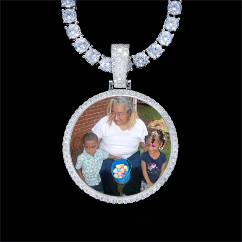 925S & VVS Moissanite 3D Circle Custom Picture Pendant