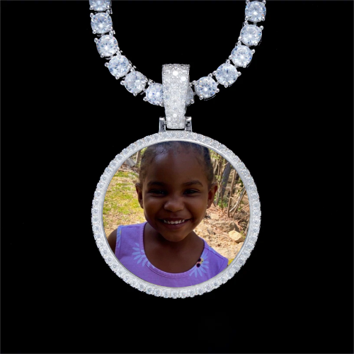 925S & VVS Moissanite 3D Circle Custom Picture Pendant