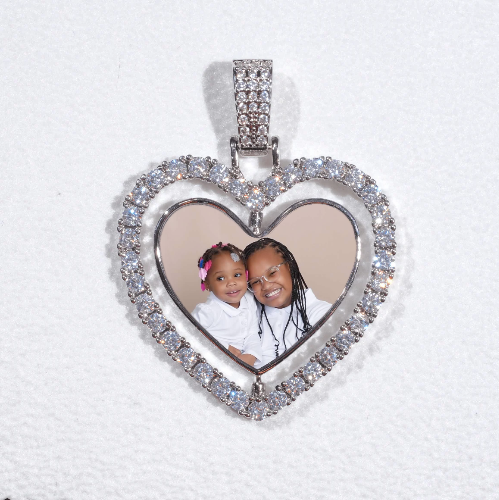 3D Spinning 2-Faced Heart Custom Picture Pendant