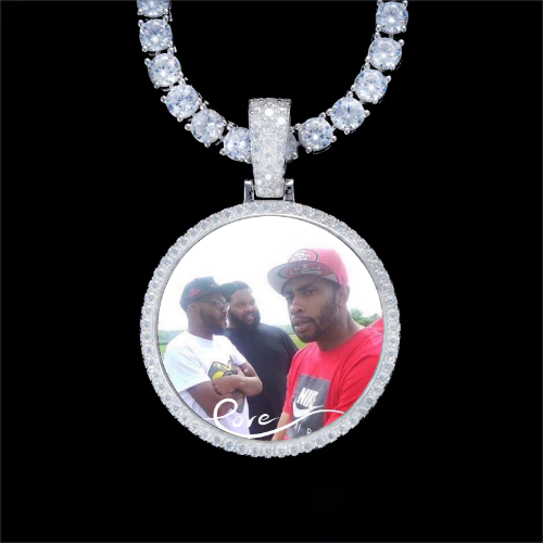 925S & VVS Moissanite 3D Circle Custom Picture Pendant