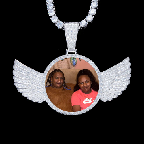 925S & VVS Moissanite 3D Wing Custom Picture Pendant
