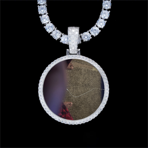 925S & VVS Moissanite 3D Circle Custom Picture Pendant