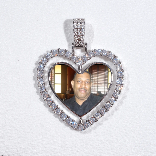3D Spinning 2-Faced Heart Custom Picture Pendant