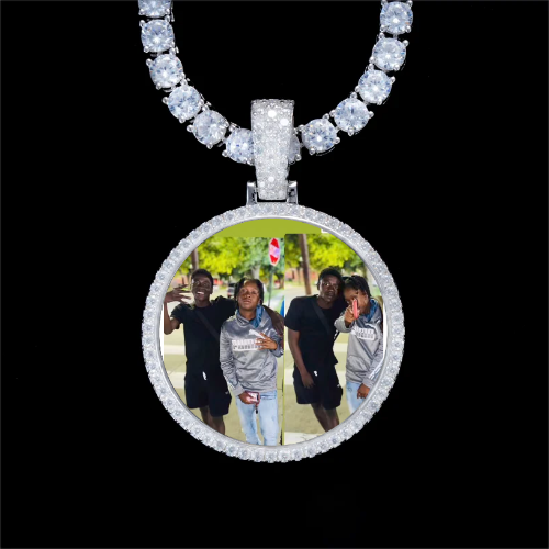 925S & VVS Moissanite 3D Circle Custom Picture Pendant