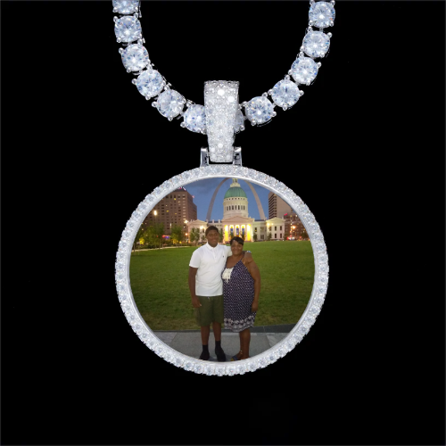 925S & VVS Moissanite 3D Circle Custom Picture Pendant