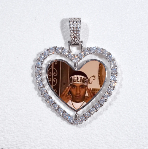 3D Spinning 2-Faced Heart Custom Picture Pendant