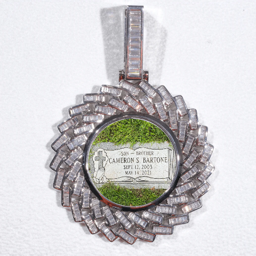 Large 3D Baguette Custom Picture Pendant