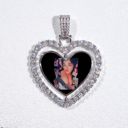 3D Spinning 2-Faced Heart Custom Picture Pendant