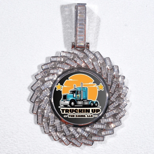 Large 3D Baguette Custom Picture Pendant