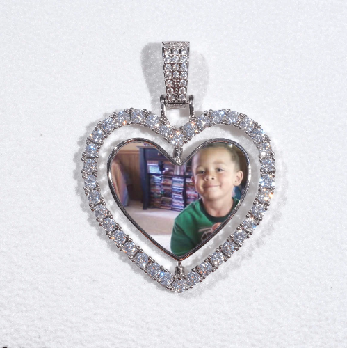3D Spinning 2-Faced Heart Custom Picture Pendant