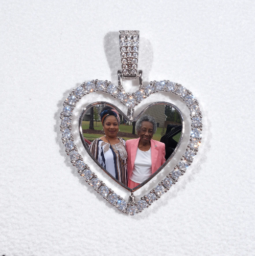 3D Spinning 2-Faced Heart Custom Picture Pendant