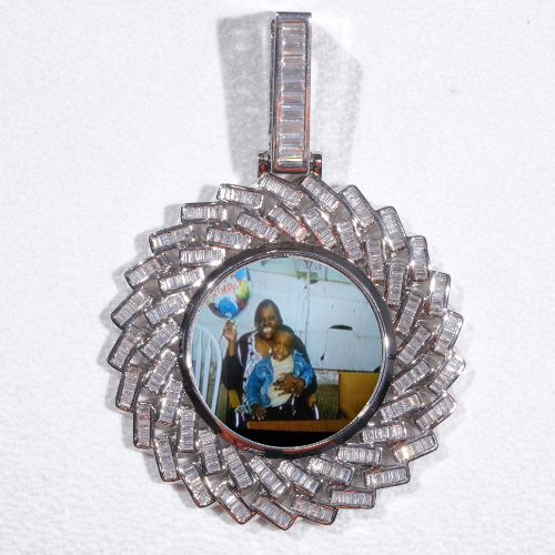 Large 3D Baguette Custom Picture Pendant