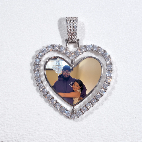3D Spinning 2-Faced Heart Custom Picture Pendant