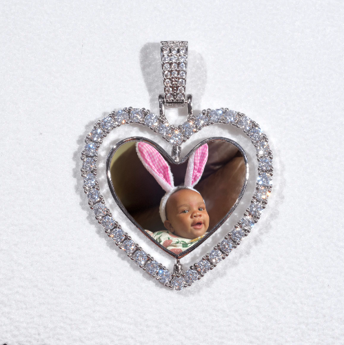 3D Spinning 2-Faced Heart Custom Picture Pendant