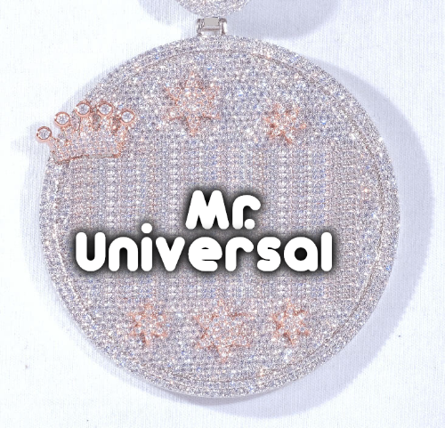 CUSTOM LETTER NECKLACE 3D BIG CROWN DISC