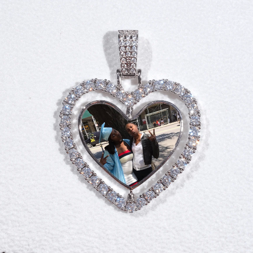 3D Spinning 2-Faced Heart Custom Picture Pendant