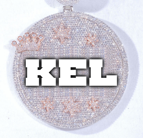 CUSTOM LETTER NECKLACE 3D BIG CROWN DISC