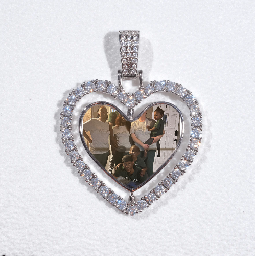3D Spinning 2-Faced Heart Custom Picture Pendant