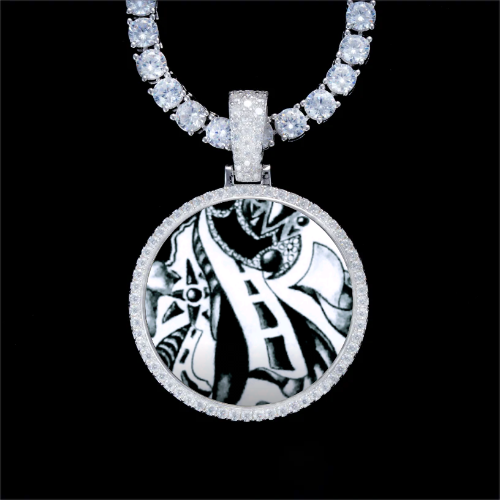 925S & VVS Moissanite 3D Circle Custom Picture Pendant