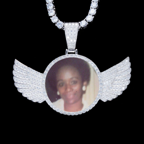 925S & VVS Moissanite 3D Wing Custom Picture Pendant