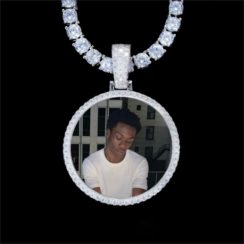 925S & VVS Moissanite 3D Circle Custom Picture Pendant
