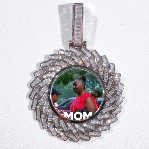 Large 3D Baguette Custom Picture Pendant