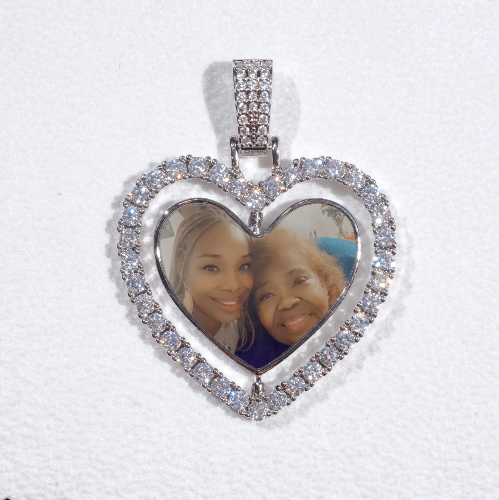 3D Spinning 2-Faced Heart Custom Picture Pendant